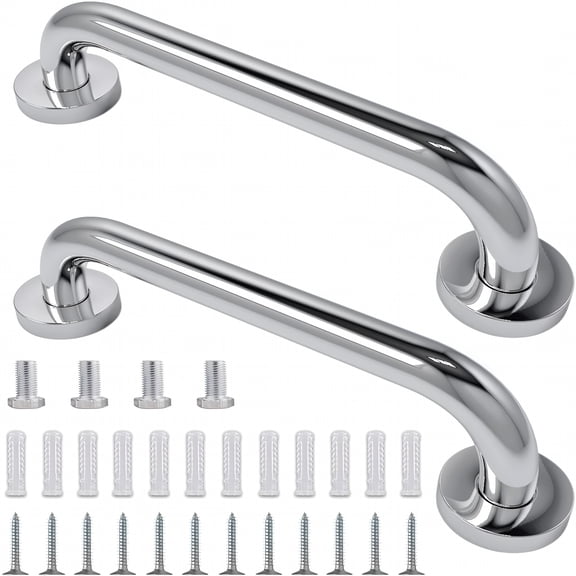 LAMIRO 2 Pack Shower Grab Bar,Stainless Steel Bathroom Grab Bar,Shower Handle,Bath Handle,Grab Bars Senior for Bathroom (12 Inch)