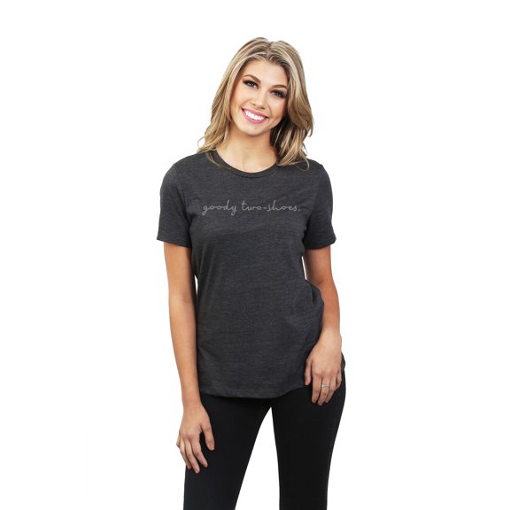 Thread Tank Goody Two Shoes Women's Fashion Relaxed Crewneck T-Shirt Tee Charcoal Small