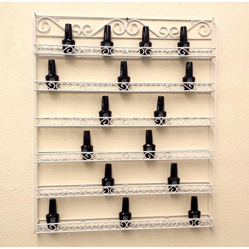 Pana White 6 Row Large Wall Mounted Metal Nail Polish Rack Fit up to