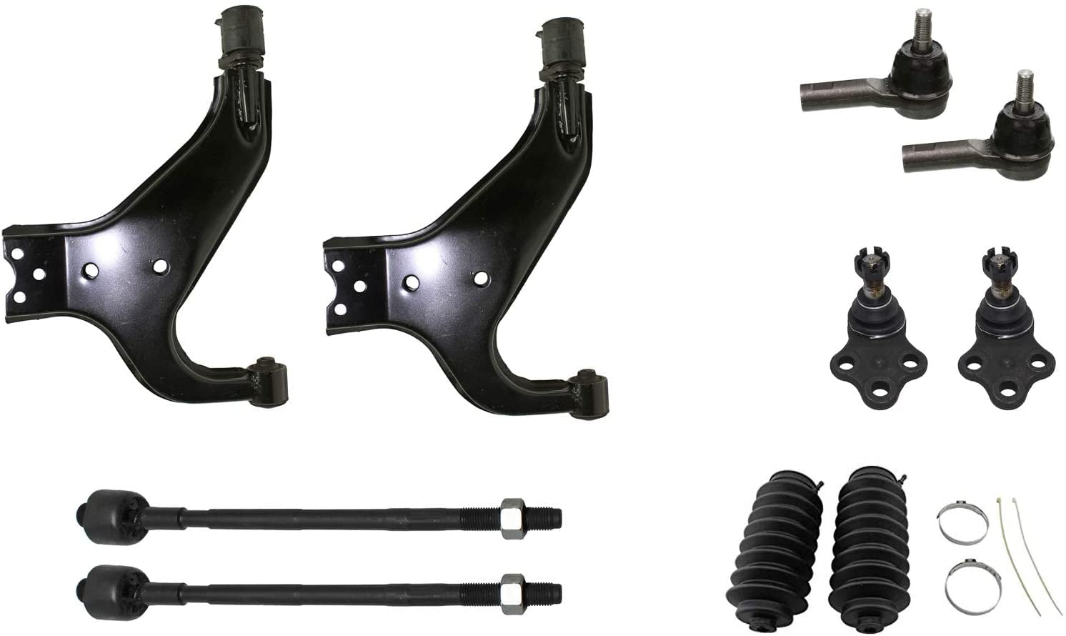 1997-2003 Infiniti QX4 Detroit Axle 8pc Front Outer and Inner Tie Rod End w/Ball Joints and Rack Boots Set for 1996-2004 Nissan Pathfinder 