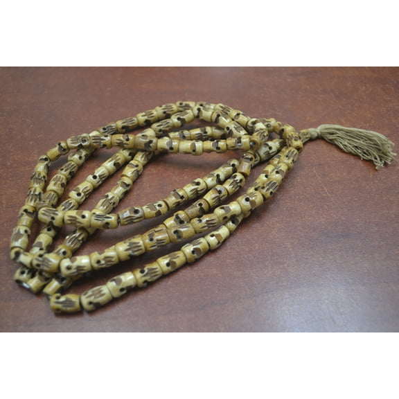 108 Brown Tibetan Buddhist Buffalo Skull Bone Beads Mala Prayer