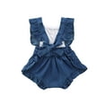 thumbnail image 3 of Baby Girls Summer Romper, Square Neck Short Jumpsuit with Ruffle Decoration, 3 of 8