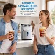 Philergo 35lbs/24H Nugget Ice Maker Countertops with LED Indicator, Portable Chewable Pebble Ice Machine with Self-Cleaning, Crushed Sonic Ice for Hmoe, Kitchen, RV, Stainless Steel