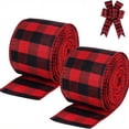 thumbnail image 1 of Dsseng 19.6 Yards Red and Black Plaid Fabric Ribbon  2.5 Inch  for Gift Wrapping  Christmas Tree Decoration  Non-Waterproof  Cloth Surface Compatible, 1 of 7