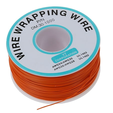 

PCB Solder Orange Flexible 0.5mm Outside Dia 30AWG Wire Wrapping Wrap 1000Ft