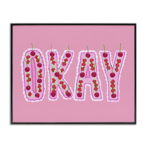 Stupell Industries Modern Okay Pastel Cherry Cake Black Framed Giclee Art, 14 x 11, by Ziwei Li