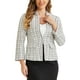 thumbnail image 1 of BLAZER DE TWEED A CUADROS PARA MUJER INSPIRADO CHIC, MANGA LARGA, ABIERTO EN FRONTAL, CHAQUETAS DE OFICINA, S BLANCO, 1 of 6