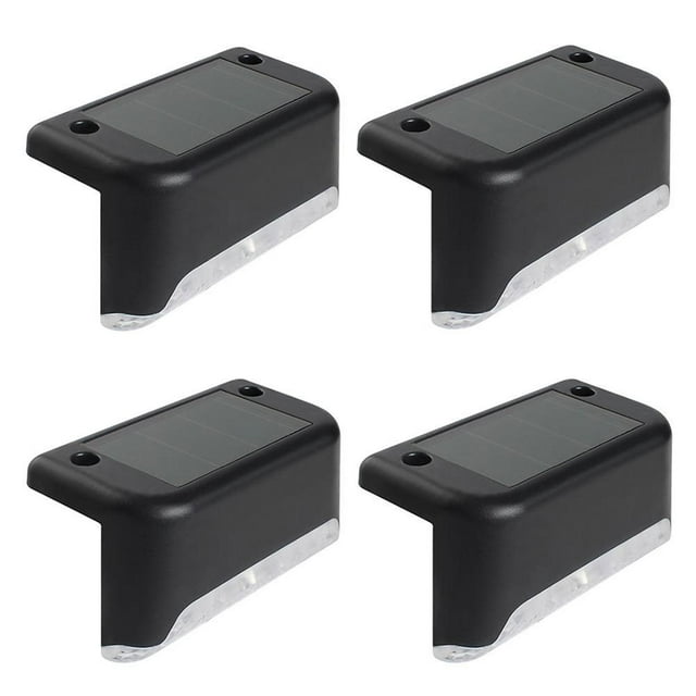 Juego de 4 luces solares para escaleras, luz de pared solar impermeable para pasillos exteriores, ideal para jardines, escalones, caminos, escaleras, terrazas y vallas.