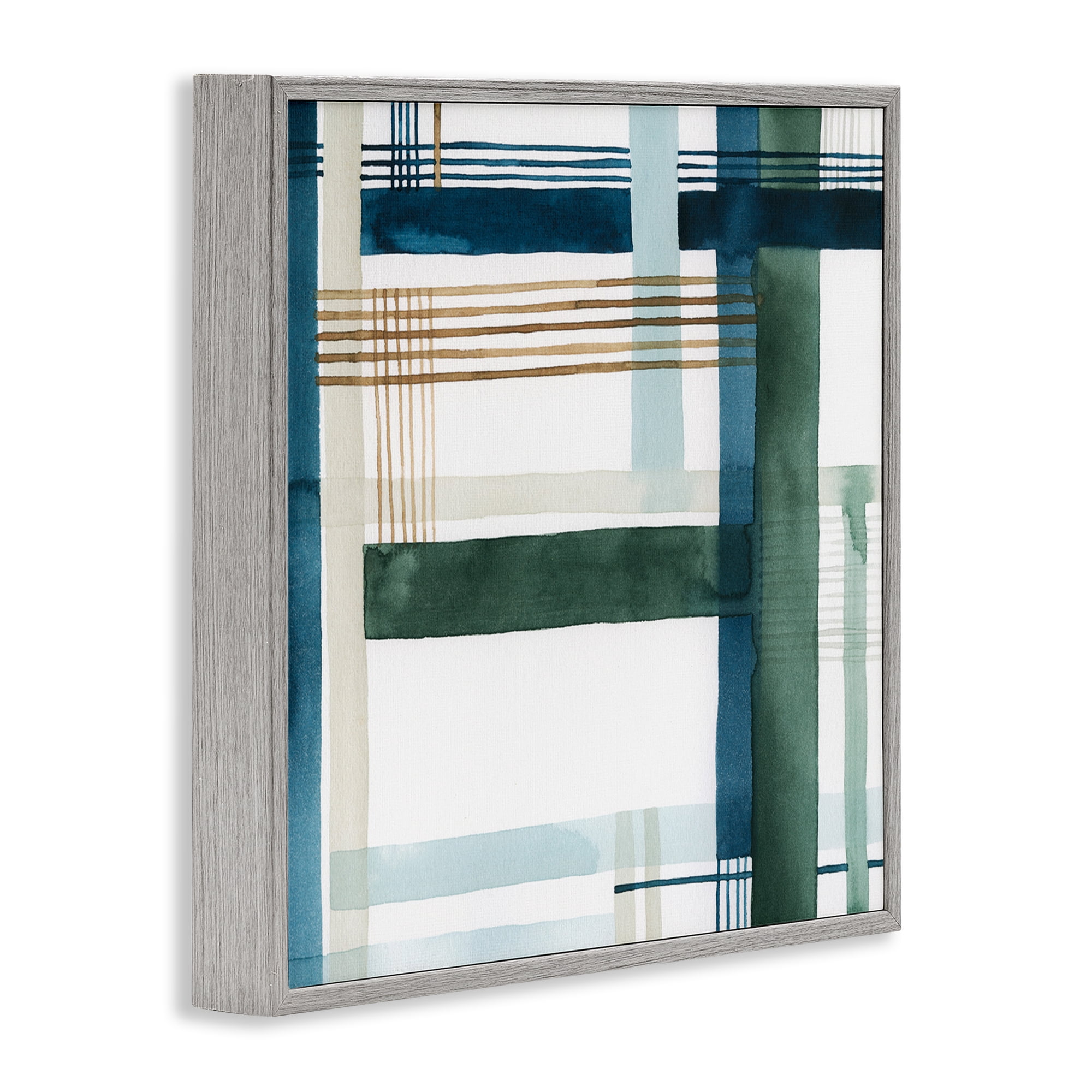 Stupell Industries Modern Woven Pattern Abstract Painting Gray Framed Art Print Wall Art, 24 x 24