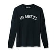 thumbnail image 2 of Daxton Retro Los Angeles Arch Font Long Sleeves TShirt Soft Medium Weight, 2Pk Black White Hgray Black, 1XL, 2 of 5