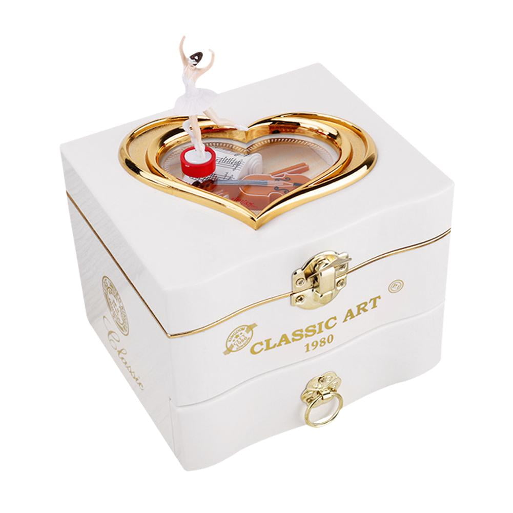 Classic Rotating Dancer Piano Music Box Clockwork Plastic Jewelry Boxes Gifts # 