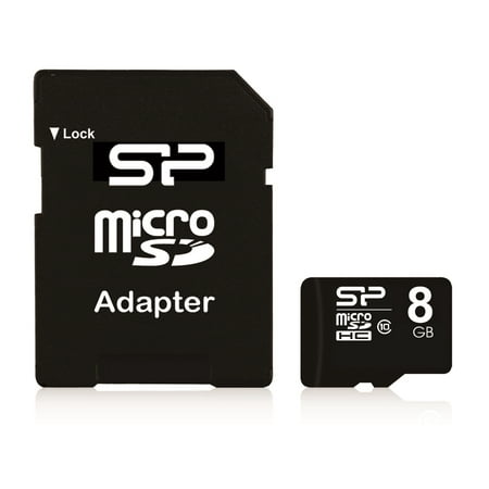 Sandisk Sd Card 8gb Class 10 8GB Silicon Power microSD Memory Card SDHC Class 10 w/ SD adapter (SP008GBSTH010V10SP) 40MB/sec ()