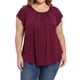 thumbnail image 4 of GRACE & GRANDEUR Blusa de Verano de Talla Grande para Mujeres del Día de San Patricio con Dobladillo Curvado Plisado y Mangas con Volantes Cuello Redondo Tops Sueltos 4X Púrpura, 4 of 6