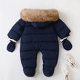 thumbnail image 5 of Hwmodou Baby Snowsuit Infant Boys Girls Winter Thicken Coat Hooded Pocket Jacket Snowsuits With Gloves Toddler Windproof Warm Jumpsuit Snow Wear Outerwear Activites Bodysuits,6-12M, 5 of 6