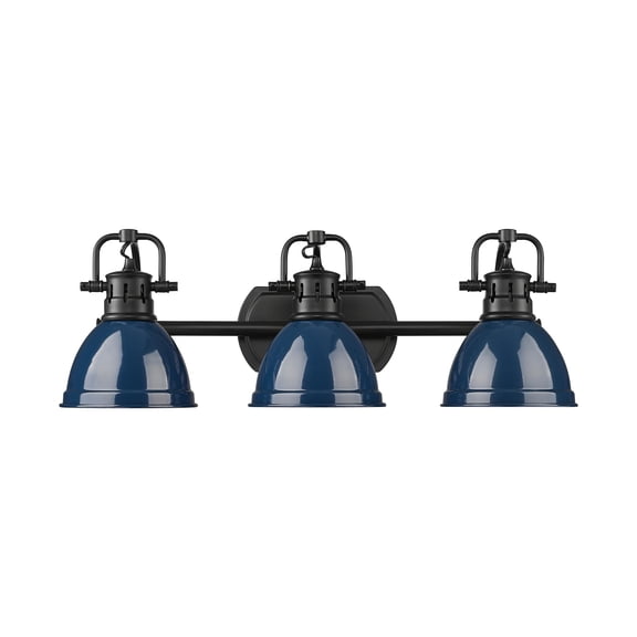 Yep by Golden Lighting Duncan 3-light Vanity in Matte Black and Navy Blue shade