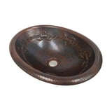 SimplyCopper 16" Oval Rustic Copper Bathroom Sink – Hand-Hammered With Barbed Wire Design, 18-Gauge Copper, Artisan Made