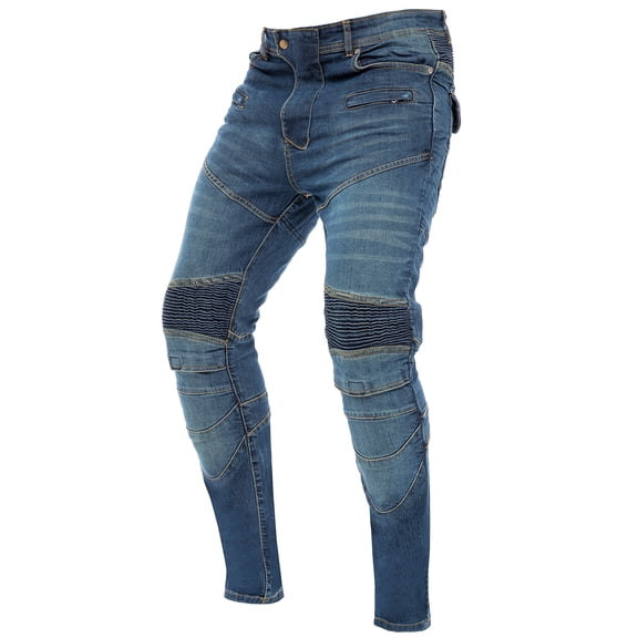 JuicyTrendz Men’s Motorbike Jeans Denim Motorcycle Pants with Protective Pads for Safety Blue W32 x L30