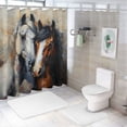 thumbnail image 7 of Orinice Horses Painting Art Brenner Bathroom Decor Set with Hooks, Colorful Luxury Shower Curtain for Bathroom Decoration, 100% Polyester Fabric Shower Curtain Set 69x72, 7 of 7