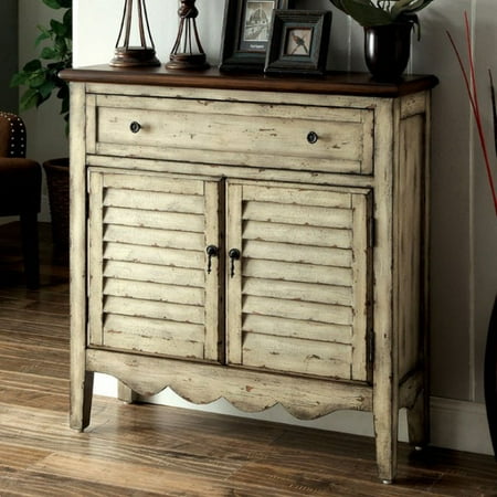 Hazen Country Console Storage Chest Cabinet Drawer Louver Doors