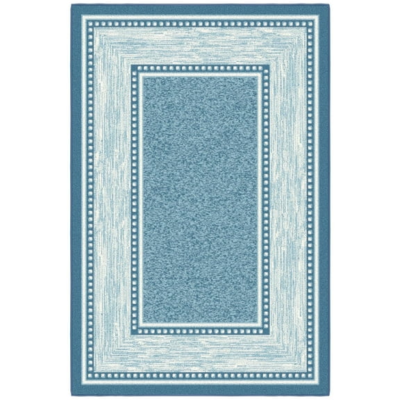 Ottomanson Border Area Rug 3'3" x 5' - Non Slip Low Pile Carpet, Blue