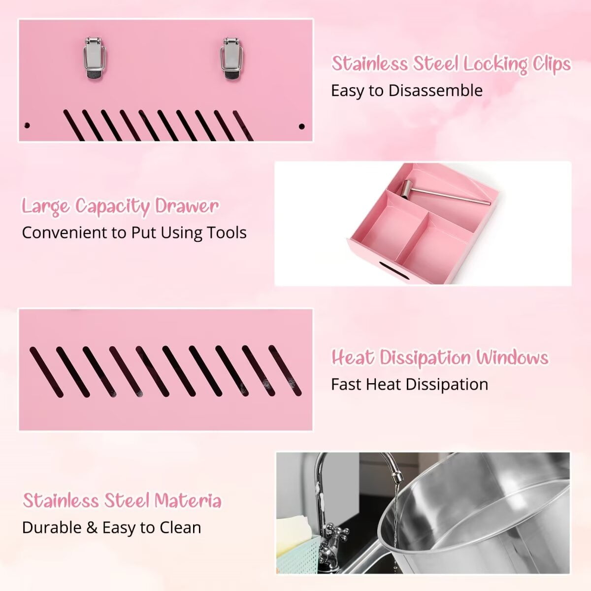 Commercial Cotton Candy Machine, 1000W Electric Cotton Candy Maker with Stainless Steel Bowl for Home Party Carnival, Pink