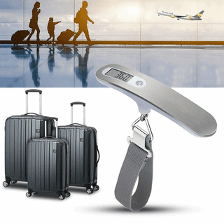 Kole Imports Small Portable Baggage Travel Scale Tape Measure Luggage Hanging Weight Bag TSA