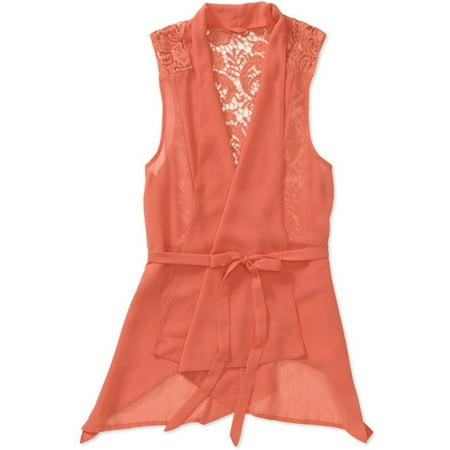 Women's Lace Back Chiffon Flyaway Cardigan