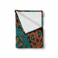 thumbnail image 2 of Psychedelic Soft Flannel Fleece Throw Blanket, Round Flowers Floral Patterns Surreal Motif Boho Hippie Style Image, Cozy Plush for Indoor and Outdoor Use, 50" x 60", Teal Orange, by Ambesonne, 2 of 6