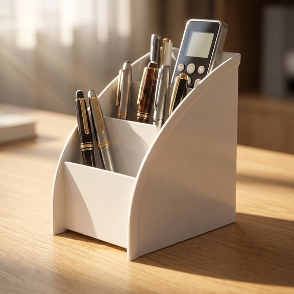 Liujiale Remote Control Holder Desk Organizer Pen Table Storage Caddy Box Desk Caddy Organizer for Home, Office White