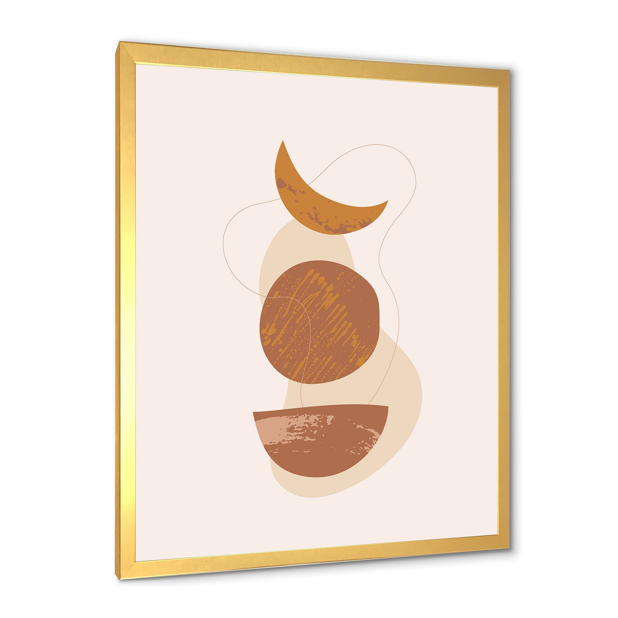 Designart 'Sun and Moon Shapes In Retro Terracotta Tones IV' Modern Framed Art Print