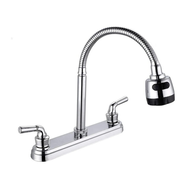 Mezcladora para Fregadero, Grifos para Cocina, Llave de Fregadero de Cocina Flexible, Grifo de Cocina con Dos Asas, Grifo de Cuerpo Principal de Latón, Acabado Cromo Espejo