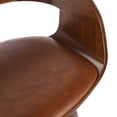thumbnail image 6 of Soledad Mid-Century Modern Upholstered Swivel Barstool, Cognac Brown and Walnut, 6 of 11