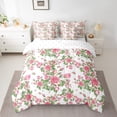 thumbnail image 2 of Manfei Pink Rose Bedding Full Size, Vintage Floral Flower Bed Set, Spring Garden Reversible Bedding Sets Full Size, Breathable Room Decoration, 7-Piece, 2 of 7
