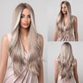 thumbnail image 1 of Alan Eaton Platinum Blonde with White Highlights Dark Roots Synthetic Hair Wigs for Women Long Wavy Cosplay Wig., 1 of 1