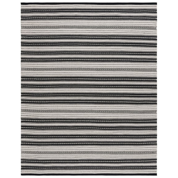 SAFAVIEH Montauk Faith Striped Cotton Area Rug, Black/Ivory, 8' x 10'