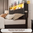 thumbnail image 6 of ARICOEASY King Size Headboard Modern Velvet Upholstered Headboard with Storage Shelf, LED Lights & USB Charging Station, Adjustable Height Freestanding Bed Headboard Only, Black, 6 of 9