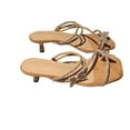 thumbnail image 4 of Ladies Summer Two Wear Set Of Chunky Toe Rhinesterflip-flops Fashion Beach Sandals Sandals for Women 2025 Brown 36, 4 of 8