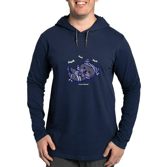 CafePress - I Can Has Halloween? White Text Long Sleeve T Shirt - Mens Hooded Shirt