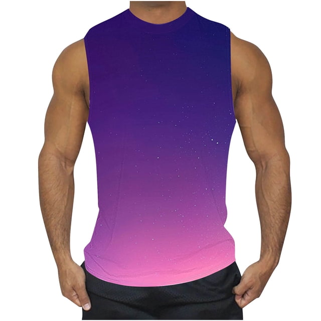 zfhfof Débardeurs Graphiques pour Hommes Motif Imprimé Sans Manches T-Shirts de Musculation Été Col Rond Chemise de Plage Décontractée