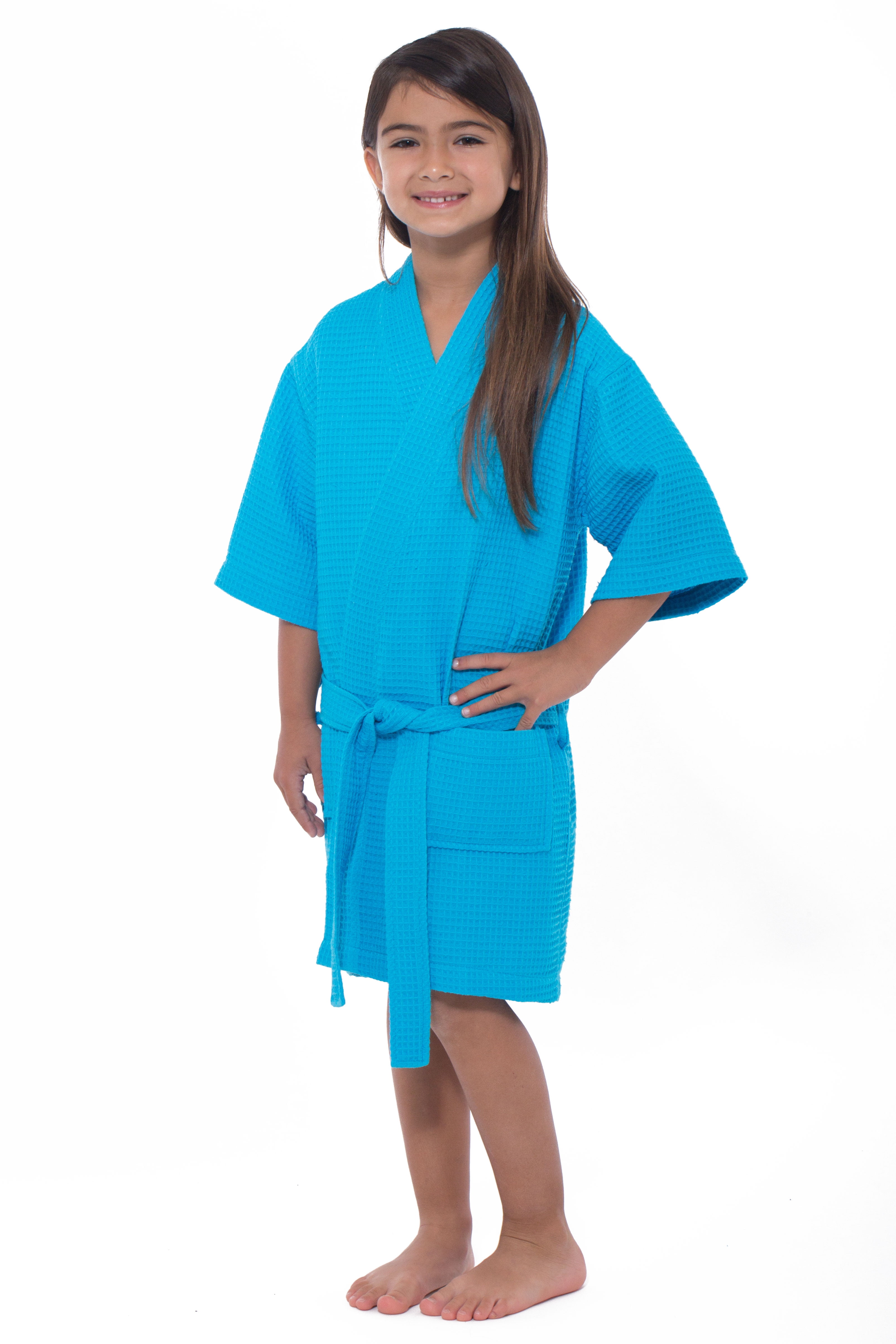Turquaz Linen Kids Spa Party, Flower Girl Waffle Kimono Robe