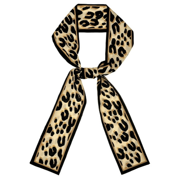 INSPIRE CHIC Women's Leopard Ribbon Long Skinny Scarf Hairband Waistband Scarf Beige