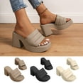 thumbnail image 5 of Lovskoo 2024 Women's Slippers Summer Open Toe Thick Heel High Heel Slippers Trendy Slippers Black, 5 of 5