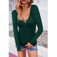 thumbnail image 2 of Sherrylily Fall Women Scoop Neck Henley Shirts Low Cut Sexy Long Sleeve Button Down Tops, 2 of 6