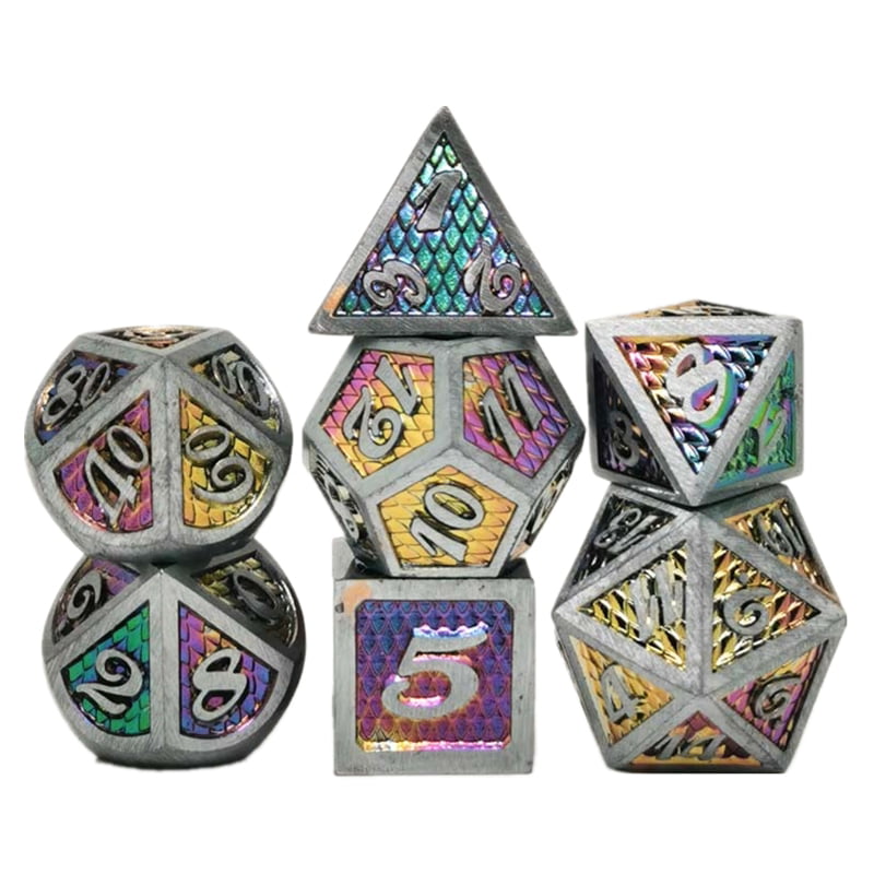 7Pcs/Set Metal Polyhedral Dice DND RPG MTG Role Playing and Tabletop Games 