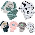 thumbnail image 2 of Conjunto de pijamas navideños de invierno para niños, ropa de dormir de 2 piezas con patrón de dibujos animados de felpa, ropa de dormir cálida con oso y cocodrilo de 1 a 3 años, 2 of 4