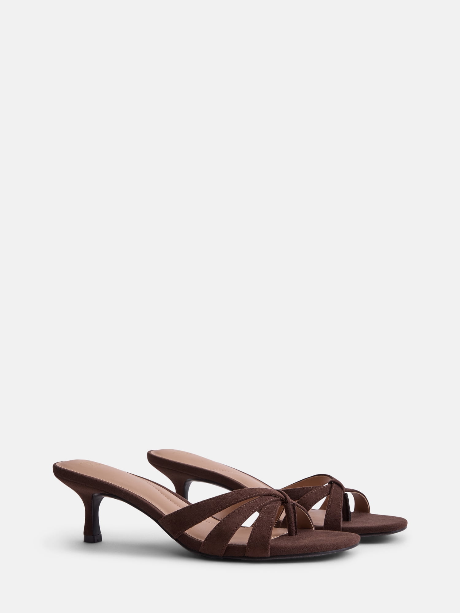 Time and Tru Women's Faux Leather Kitten Heel Mule Sandals