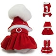 thumbnail image 1 of shenmeida Pet Dog Cat Pet Xmas Holiday Christmas Mrs Claus and Santa Claus Winter Dress Photograph Prop Fleece Christmas Festival Pet Skirt, 1 of 8