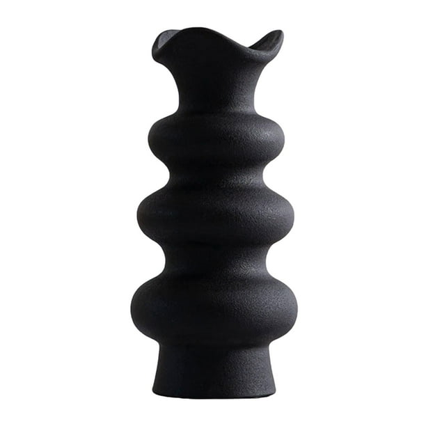 Jarrón de cerámica Jarrón moderno para flores Elegante arreglo floral Jarrón decorativo Negro 21cm