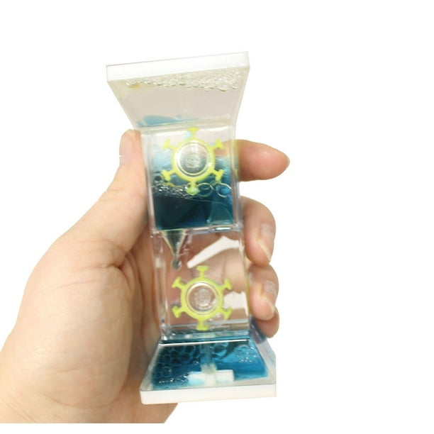 (BLUE) Liquid Water Wheel Drip Bubble Motion Timer Sensory Fidget ASD
