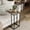 Black, variant on SolaceHue Farmhouse C Shaped End Table with Distressed Wood & Metal Woven Tray Top, Modern Slim Snack Side Table with Metal Base, Gold